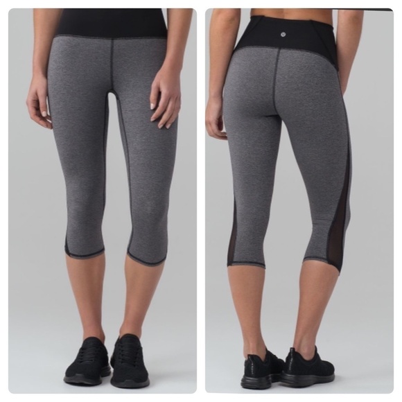 lululemon athletica Pants - Lululemon Train Times Crop Heathered Black Sz 4